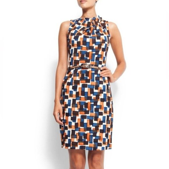 MANGO Suit Mini Dress Pencil sleeveless geometric pattern Size XS - Picture 4 of 16